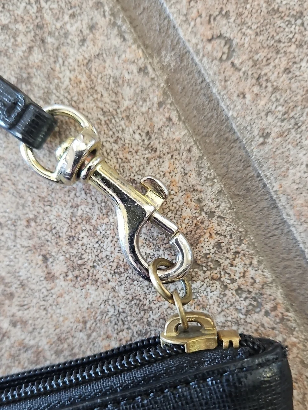 Coach Black Leather Wristlet with Gold Logo